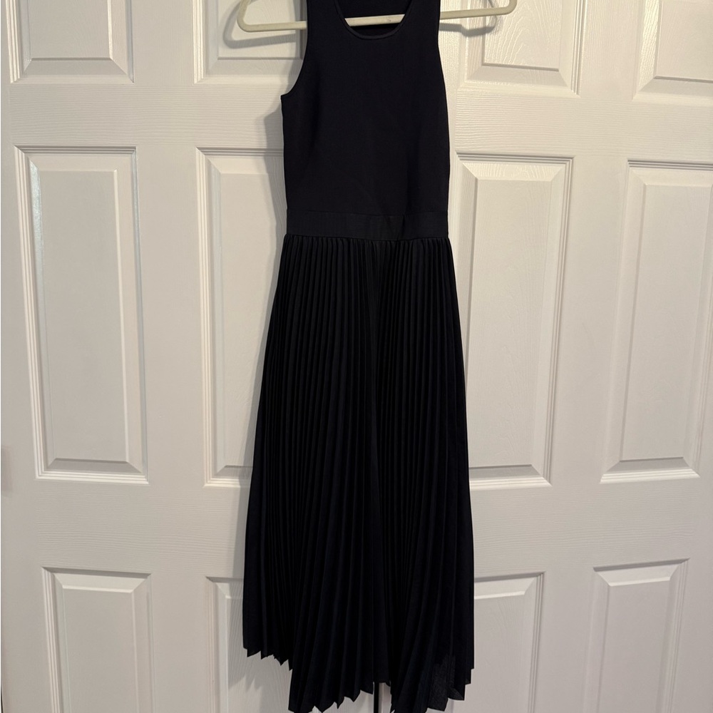 Reiss Black Sleeveless Pleated Dress